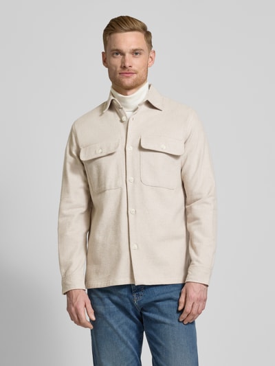 Jack & Jones Premium Regular Fit Hemdjacke mit Brustpattentaschen Modell 'RAYMOND' Sand 4