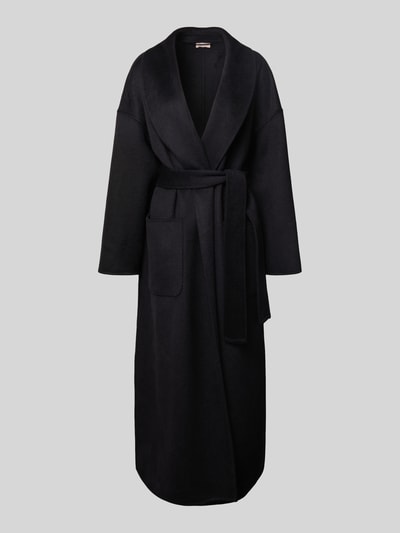 Liu Jo White Płaszcz wełniany z wiązanym paskiem Czarny 2