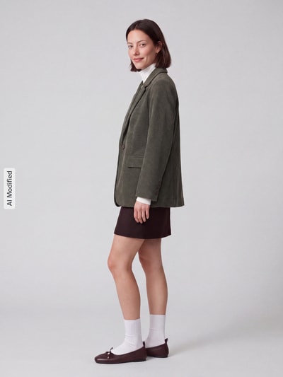 VERO MODA Loose Fit Longblazer mit steigendem Reverskragen Modell 'NORA' Oliv 1