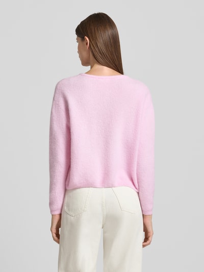 American Vintage Gebreid jack van wolmix met ronde hals, model 'VITOW' Lichtroze gemêleerd - 5