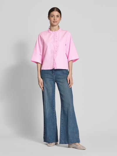 ICHI Regular fit blouse met ruches, model 'RUBY' Felroze - 1