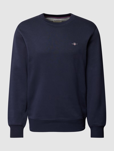 Gant Regular fit sweatshirt met labelstitching, model 'SHIELD' Marineblauw - 2