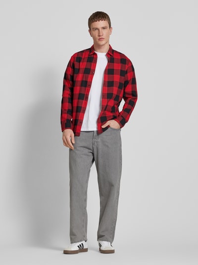 Jack & Jones Freizeithemd mit Knopfleiste Modell 'GINGHAM' Hellrot 1