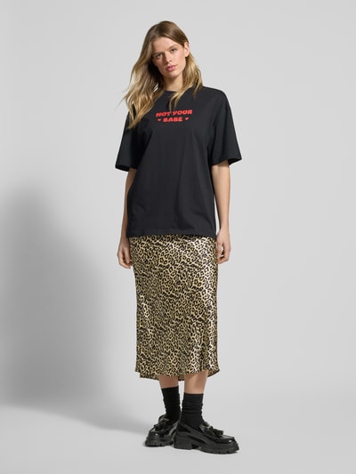 Review Oversized T-shirt met statementprint Zwart - 1