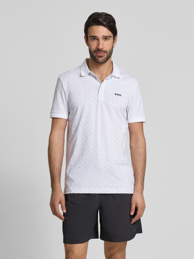 BOSS Green Regular Fit Poloshirt mit Label-Print Modell 'Paddy' Weiss 4