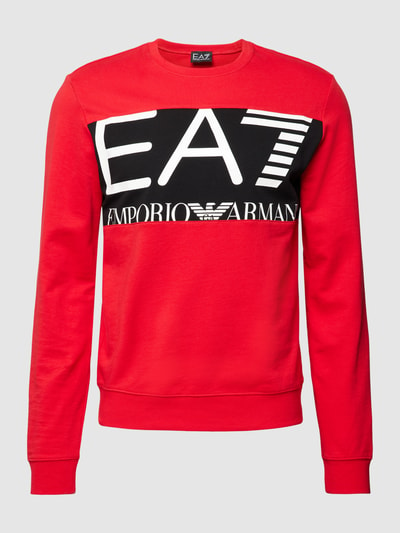 EA7 Emporio Armani Sweatshirt aus Baumwolle mit Label Detail rot online kaufen