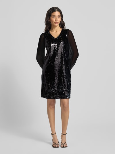 More & More Knielange jurk met pailletten Zwart - 1