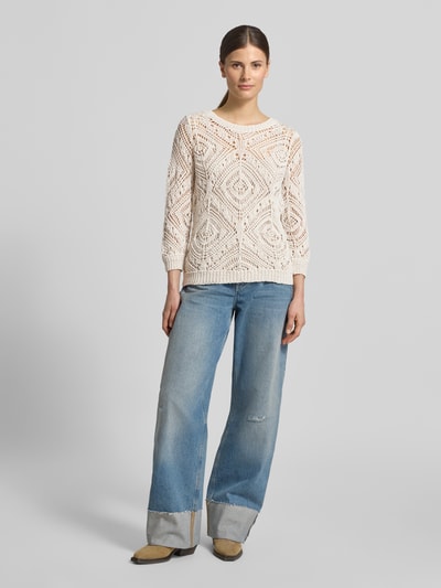 monari Strickshirt mit Rundhalsausschnitt Ecru 1