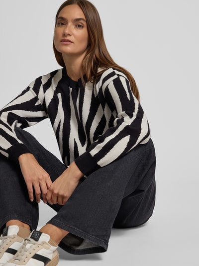 VERO MODA Regular fit gebreide pullover van viscosemix, model 'SILJEANIMAL' Offwhite - 3