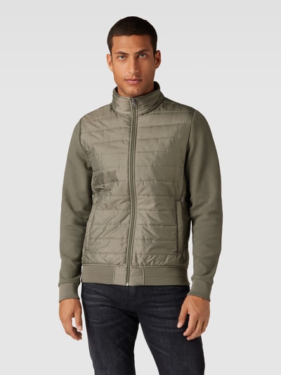 Christian Berg Men Sweatjacke mit Two-Tone-Machart Khaki 4