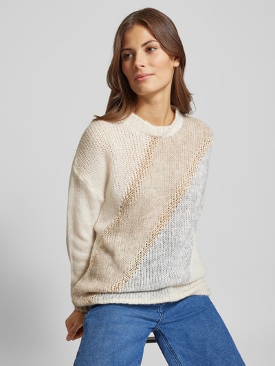 ZABAIONE Strickpullover mit gerippten Abschlüssen Beige 3