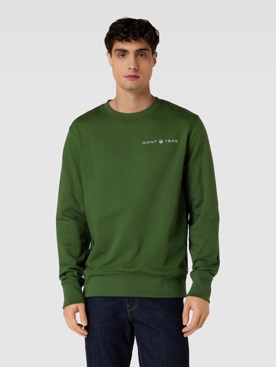 Gant Sweatshirt met labelprint Olijfgroen - 4