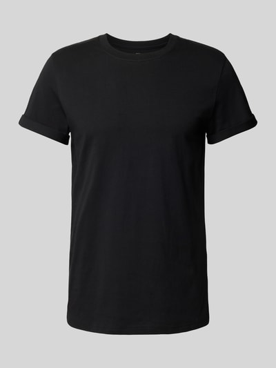 Bread & Boxers T-Shirt mit geripptem Rundhalsausschnitt Black 1