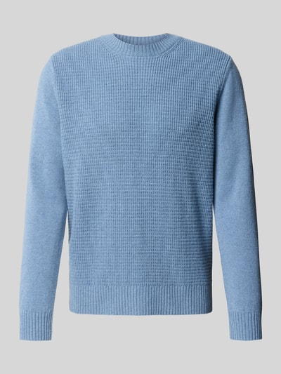 MAERZ Muenchen Strickpullover aus Schurwolle mit Strukturmuster Jeansblau 2