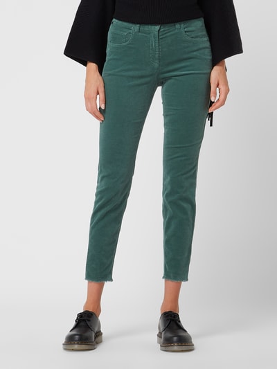 Luisa Cerano Skinny fit fluwelen broek met modal Lindegroen - 4