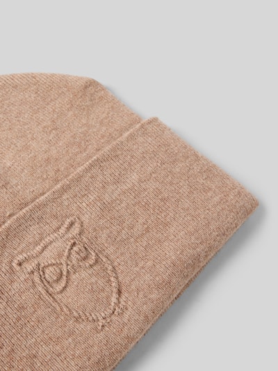 Knowledge Cotton Apparel Beanie mit Label-Detail Sand Melange 2