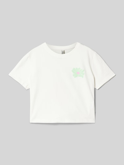 Blue Effect Cropped T-Shirt mit Motiv-Print Weiss 1
