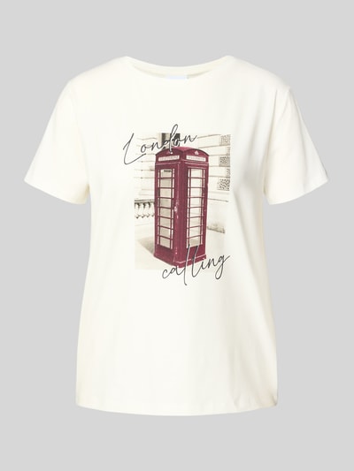 comma T-Shirt mit Motiv-Print Weiss 2
