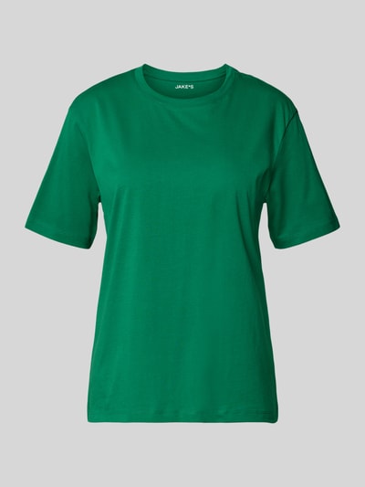 Produktfoto, zielony damski t-shirt z bawełny ekologicznej prosty krój okrągły dekolt Jake*s Casual długość tyłu 58 cm rozmiar S