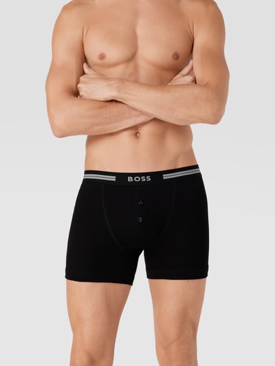 BOSS Boxershort met logo in band, model 'Trunk' Zwart - 1