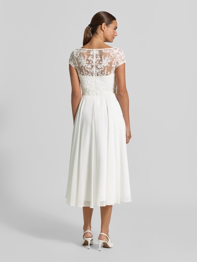 LUXUAR FASHION Cocktailkleid mit opulenter langer Spitzenschleppe Offwhite 5