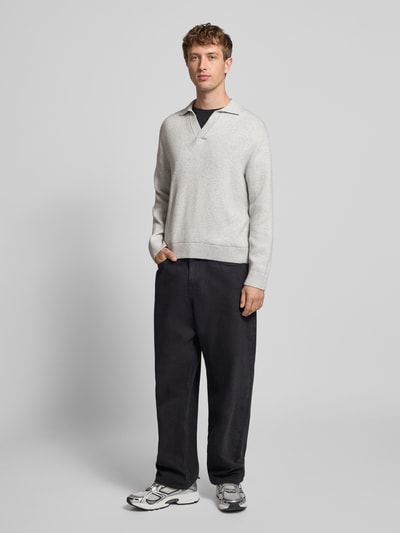 Jack & Jones Gebreide pullover met V-hals, model 'COVER' Lichtgrijs gemêleerd - 1