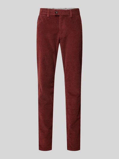 Eurex By Brax Regular fit corduroy broek met steekzakken, model 'JIM' Bordeaux - 2