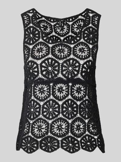 Produktfoto, Regular Fit Blusentop aus bawełnianego miksu Modell 'ELSA' od Vero Moda, czarny, koronkowe detale, jednolity kolor, bez rękawów