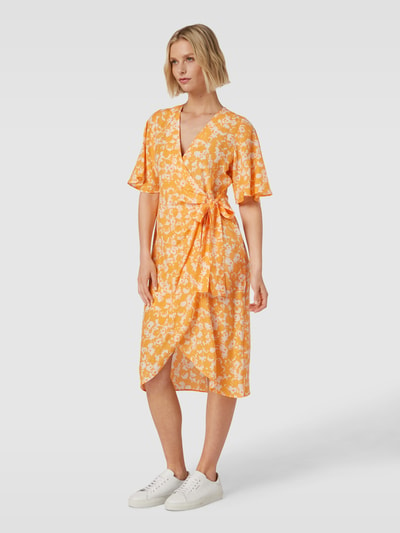 Armedangels Midi-jurk van lyocell met all-over motief, model 'NATAALE' Oranje - 1