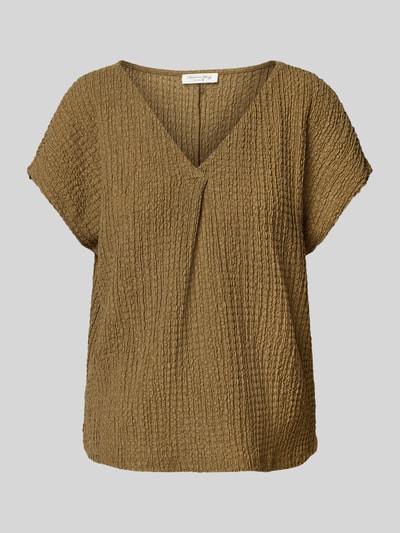 Christian Berg Woman Relaxed fit T-shirt met V-hals en sierplooi Kaki - 2