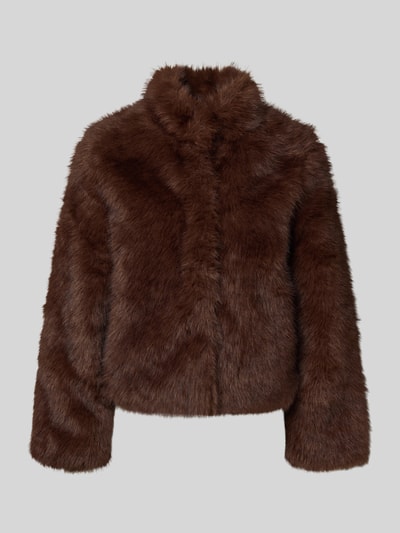 VERO MODA Kurtka o kroju regular fit z imitacji futra model ‘MONROE’ Czekoladowy 2