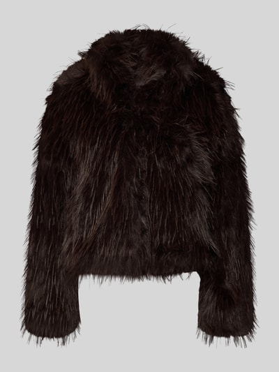 Produktfoto, Jacke aus Kunstfell mit Stehkragen von Rich & Royal, dunkelbraun, flauschige Struktur, Regular Fit, rechteckige Form