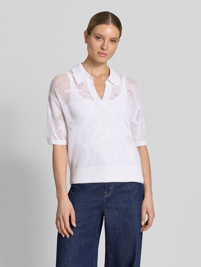 HERZENS Sweter o kroju relaxed fit z mieszanki wełny Escorial z domieszką kaszmiru Biały 4