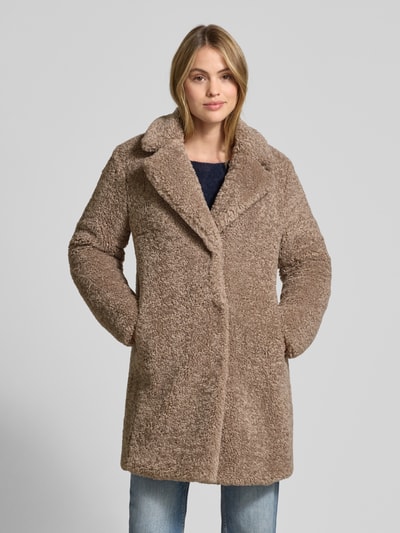 White Label Relaxe Fit Mantel aus Kunstfell mit Reverskragen Taupe 4