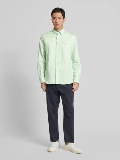 Tommy Hilfiger Regular Fit Freizeithemd aus Baumwoll-Leinen-Mix Hellgruen 1