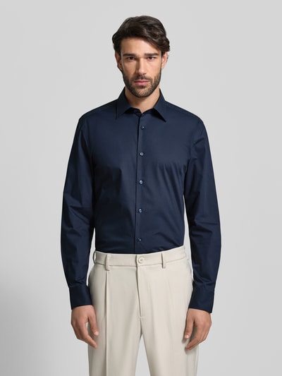 BOSS Koszula biznesowa o kroju slim fit z mieszanki bawełny model „H-HANK” Granatowy 4