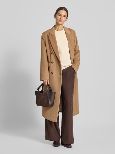 Scotch & Soda Płaszcz z kołnierzem z połami i kieszeniami z patką Camel 1