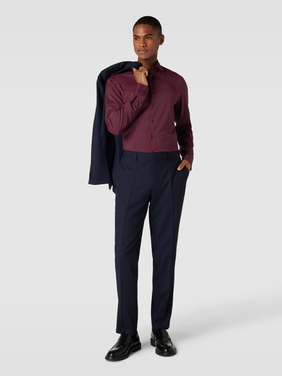 Jake*s Slim fit zakelijk overhemd met kentkraag Bordeaux - 1