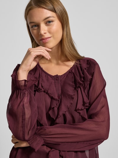 FREE/QUENT Regular Fit Bluse mit Rüschen Modell 'Ditte' Bordeaux 3