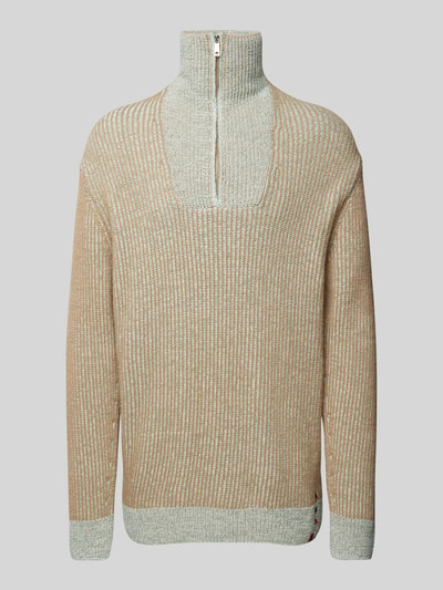 Scotch & Soda Gebreide pullover met opstaande kraag Zand - 1