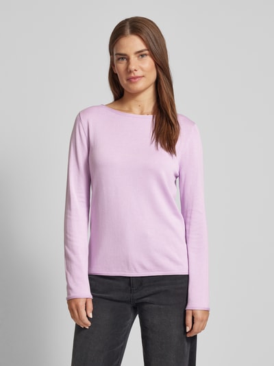 s.Oliver RED LABEL Regular fit fijngebreide pullover met rolrand Lila - 4