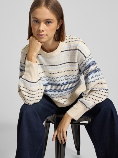 ONLY Regular Fit Strickpullover mit überschnittenen Schultern Modell 'ARIANNE' Hellblau 3