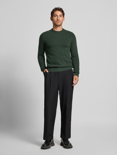 SELECTED HOMME Sweter o kroju regular fit z dzianiny z mieszanki wełny z alpaki i wełny model ‘RAI’ Ciemnozielony 1