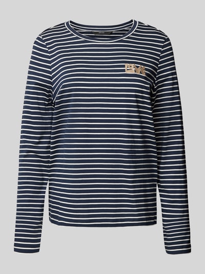 Vero Moda Regular Fit Langarmshirt mit Schriftzug-Stitching Modell 'OYA FRANCIS' Marine 2