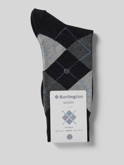 Burlington Sokken met zigzagmotief, model 'Queen' Antraciet - 3