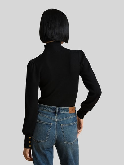 Vrouwenmodel draagt Slim Fit Turtleneck-Pullover uit mix van katoen en modal van Lauren Ralph Lauren, Ganzkörperansicht Rückansicht.