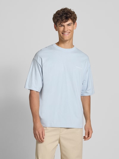 REVIEW Oversized T-shirt met biologisch katoen IJsblauw - 4