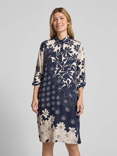 Milano Italy Knielanges Kleid mit 1/2-Arm Marine 4