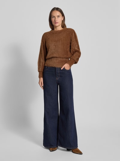 monari Gebreide pullover van imitatiebont Cognac - 1