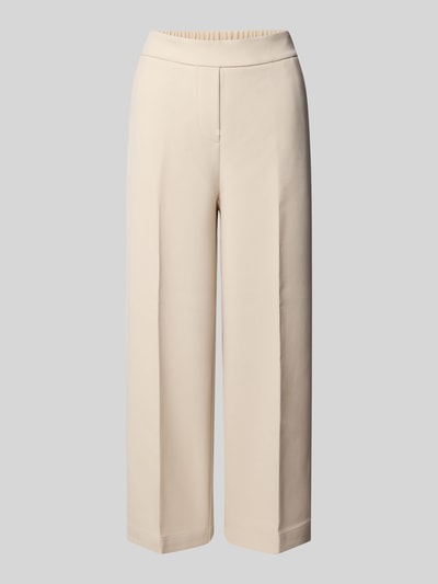 Produktfoto, Cropped Stoffhose mit Viskose-Anteil Modell 'Curilo' van someday, licht beige, straight fit, deels elastische taille, steekzakken, achterzak, elastische materiaalmix